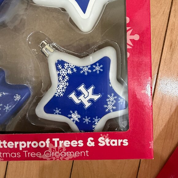 University of Kentucky UK Shatterproof Christmas Ornaments Trees & Stars 3 sets - Picture 4 of 7